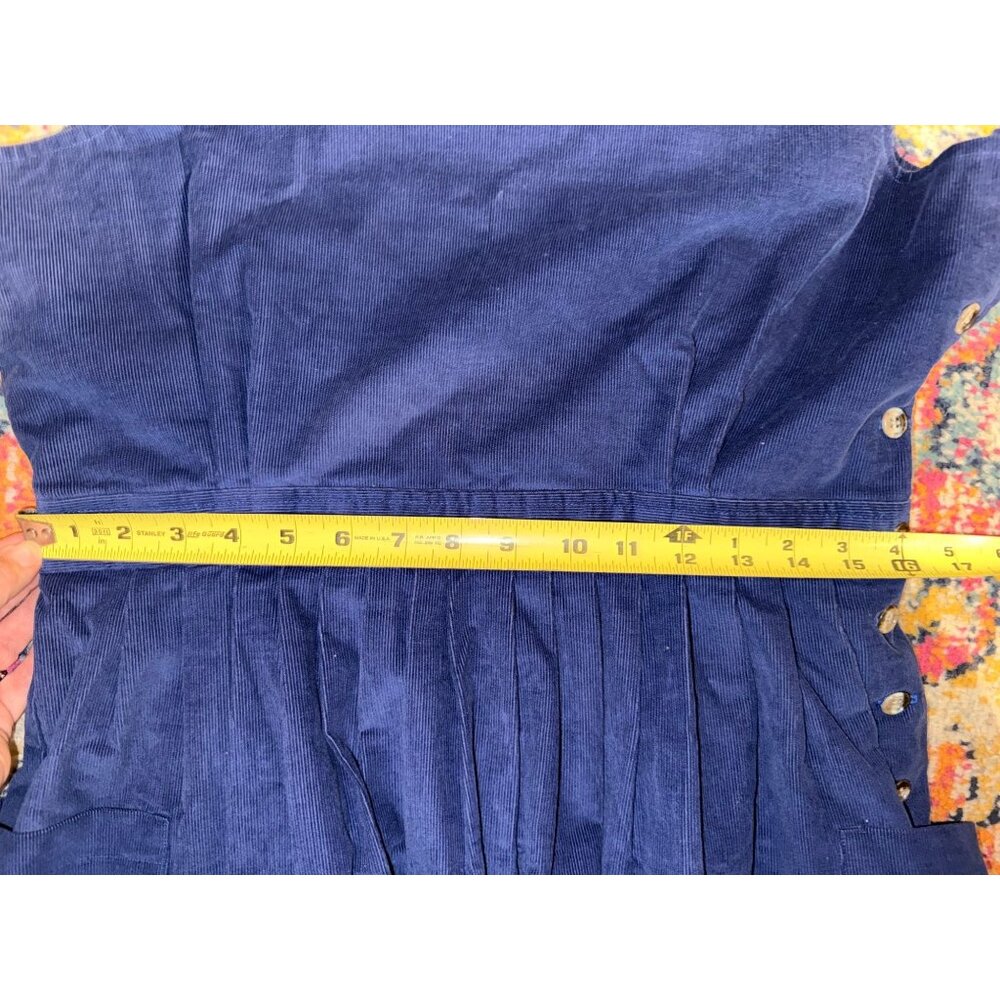 L.L. Bean Blue Corduroy Pinafore Dress 90s Cottagecore Prairie USA Made Size 14 - Picture 8 of 11